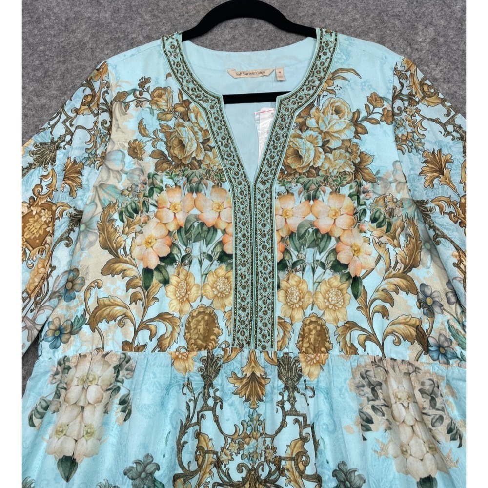 Soft Surroundings Baroque Maxi Dress Blue XL New - Picture 15 of 16